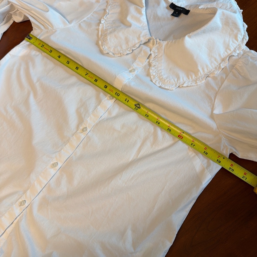 SOLD J. Crew White Ruffle Collar Button Up Shirt Size 6 - Picture 7 of 8